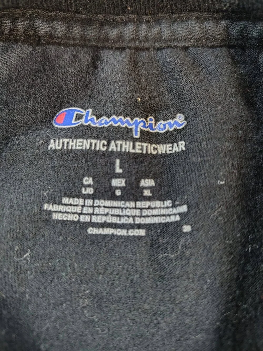 Men's Black Large Short Sleeve Champion Graphic Logo T-Shirt - Picture 3 of 8